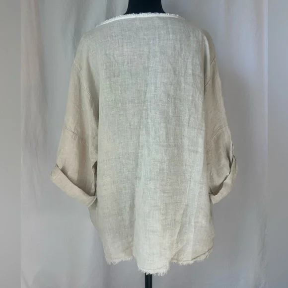 Marisima Linen Boho Chic Peace Sign Womens Top Made in Italy OS NWOT - Picture 9 of 10